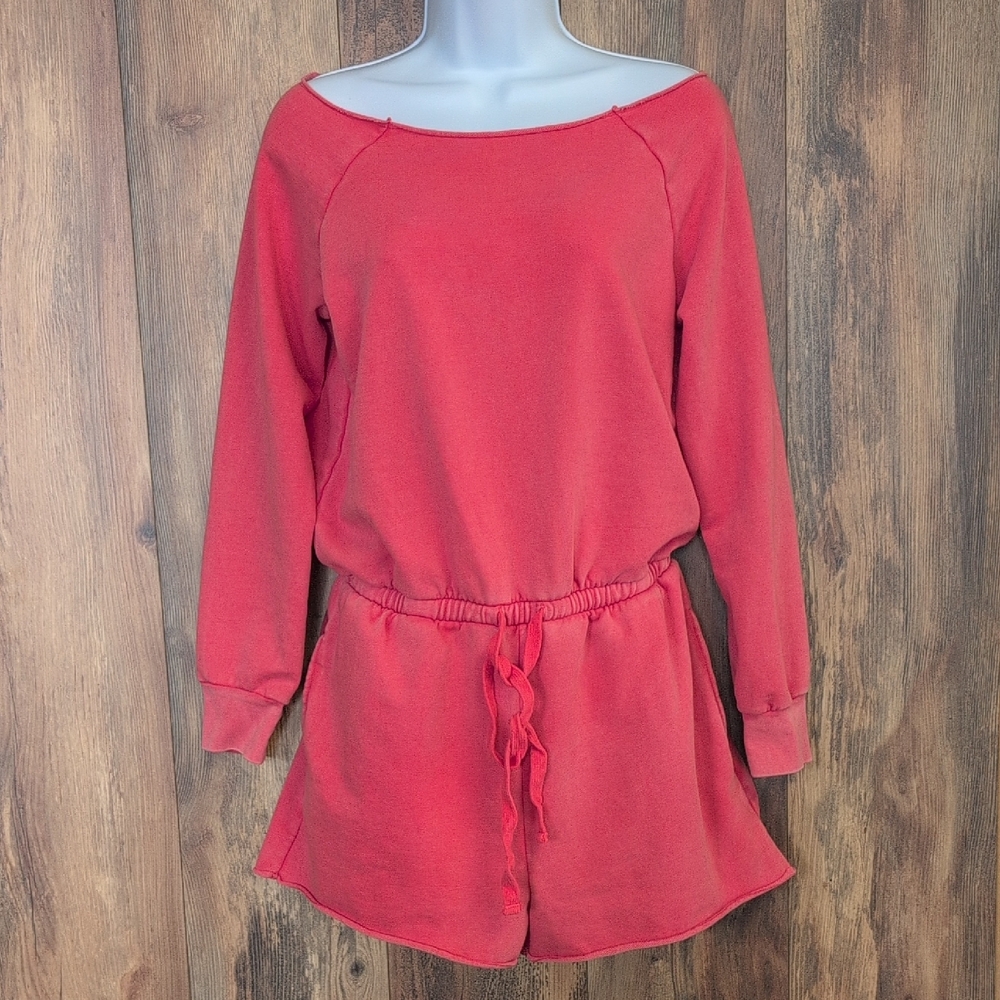 Aerie Long Sleeve Cut Neck Sweatshirt Romper S              Q121
